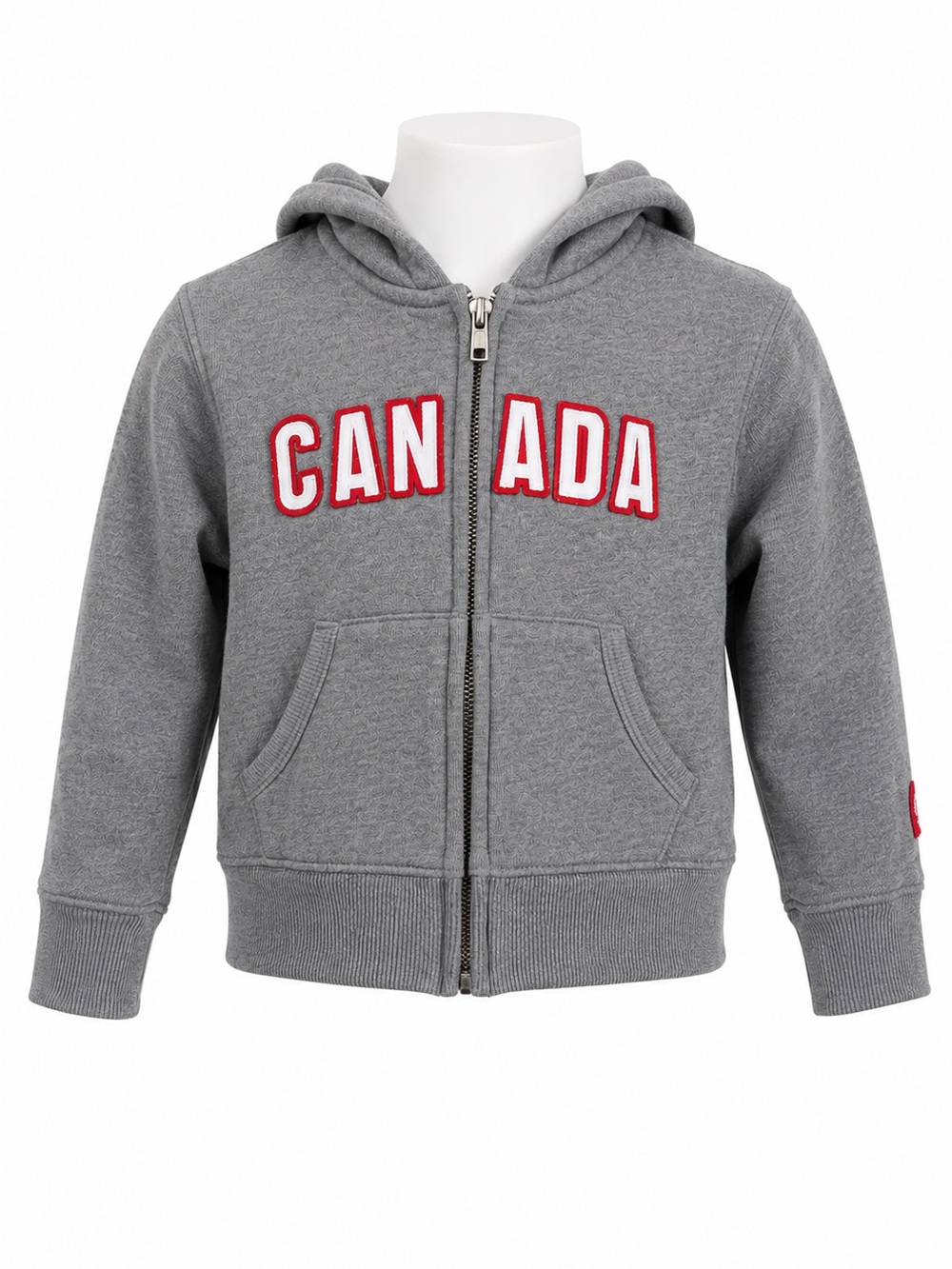 Size 2 Hudson Bay Kids Canada Full Zip Hoodie Gray Fleece Logo Sweatshirt